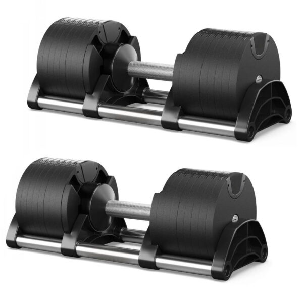 Coppia Manubri Pesi Palestra Casa Da 2 A 32 Kg - 16 Livelli Regolabili Set Con Base