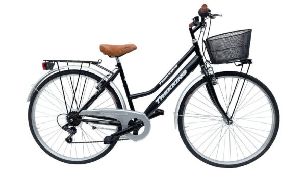 Bicicletta Donna Passeggio Misura 28 Bici Da Città Con Cambio E Cestino Nera