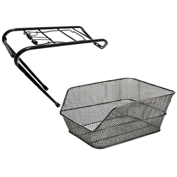 Cestino Posteriore Rettangolare+ Portapacchi-Bici Olanda-Nero