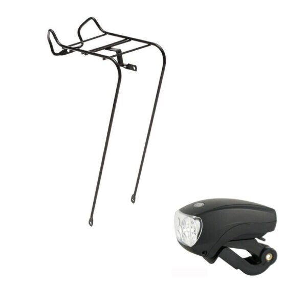 Kit Fanalino Luce Anteriore + Portapacchi Portacesto Anteriore 28- Bici Olanda