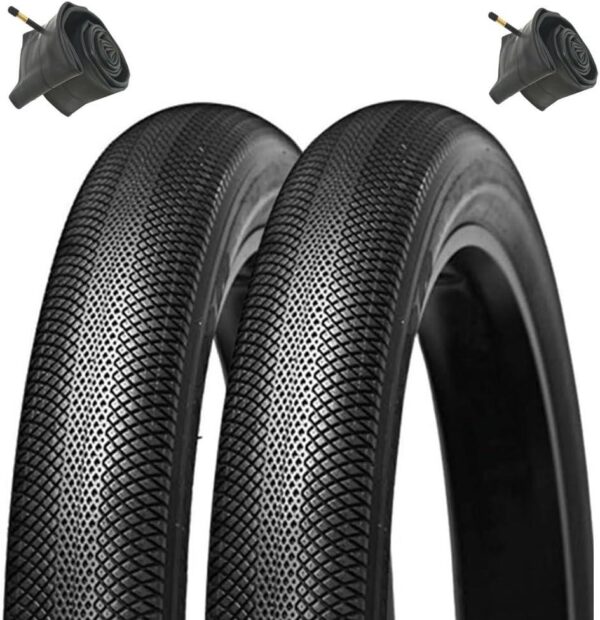 Coppia Copertone + Camere D'Aria Fat Bike 20×4.0 Rigido Nero Stradale Bici E-Bike