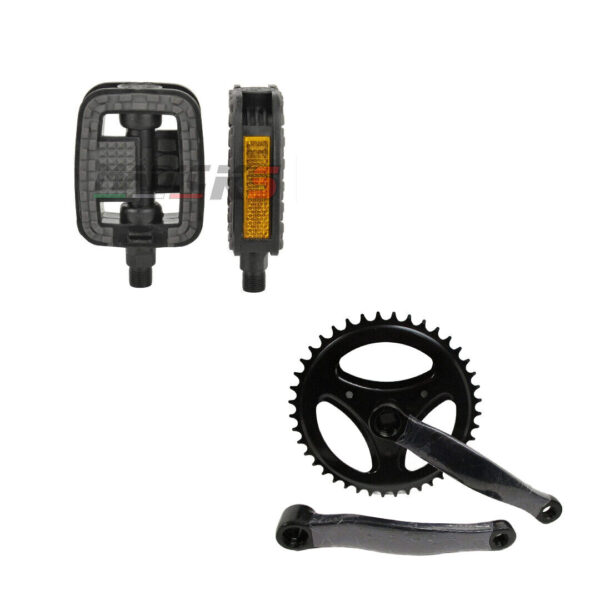 Kit Guarnitura Corona Bicicletta  42 Denti+Coppia Pedali -Bici Bike