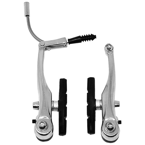 Coppia Freni V-Brake Per Bici Universale  Alluminio Cromato Pinza Con Pattini