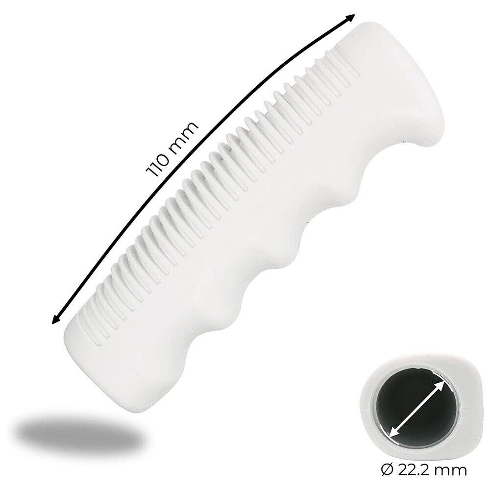 Manubrio Cromato In Acciaio+Coppia Leve Freno+Coppia Manopole Bianco-Bicicletta - immagine 3
