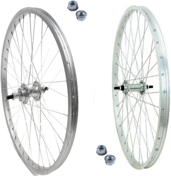 Cerchio Ruota Anteriore E Posteriore + Dadi E Flap Bicicletta 28x1.75 6 o 7 V City