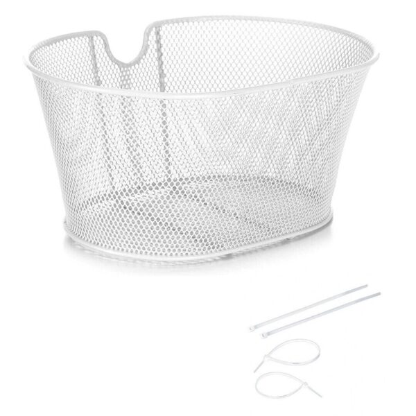 Cestino Anteriore Ovale In Ferro Per Bici 30 X 38 X 18-Universale Bici- Bianco