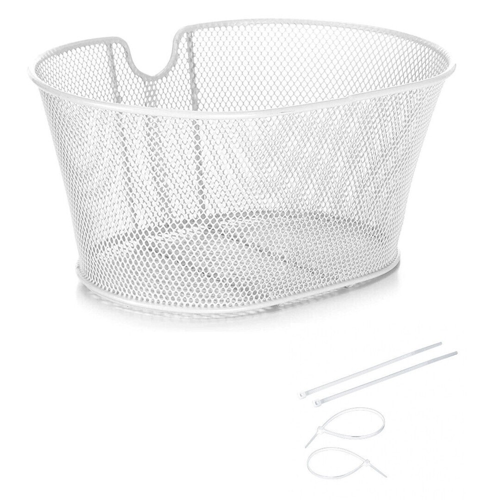 Cestino Anteriore Ovale In Ferro Per Bici 30 X 38 X 18-Universale Bici- Bianco