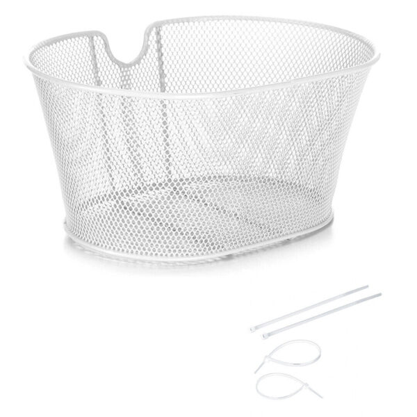Cestino Anteriore Ovale In Ferro Per Bici 30 X 38 X 18-Universale Bici- Bianco