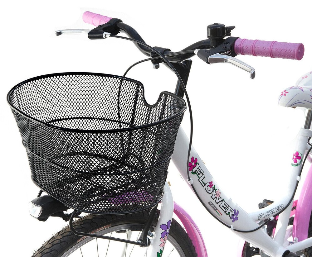 Bicicletta Bambina Ragazza Da Passeggio Misura 24 Bici Cestino Floreale Bianca - immagine 5