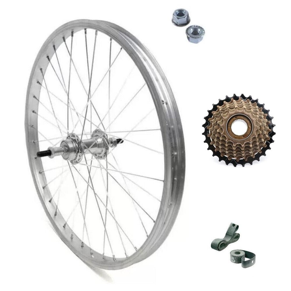 Ruota Posteriore Bici 28 X 1.75 + Ruota Libera 6 Velocita + Dadi E Flap Bicicletta