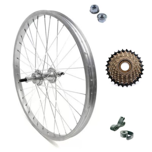 Ruota / Cerchio Posteriore 26 " X 1.3/8 + Pignone 6 Velocità Bici Alluminio/Acciaio