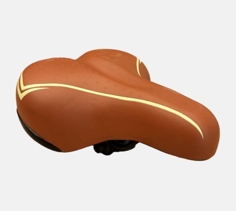 Sella Marrone Beige Per Bici City Bike Confort Comoda Unisex + Tubo Sella Cromato - immagine 2