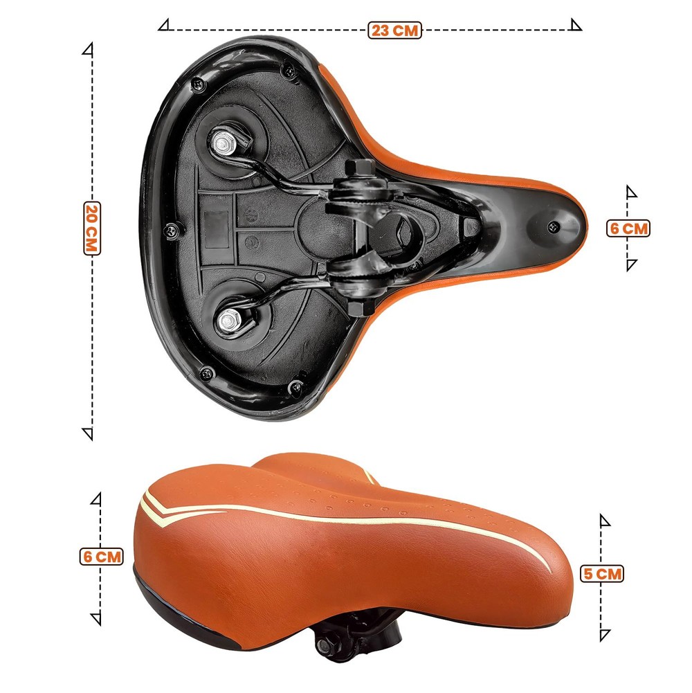 Sella Marrone Per Bici City Bike Confort Comoda Unisex Completa Di Morsetto - immagine 2