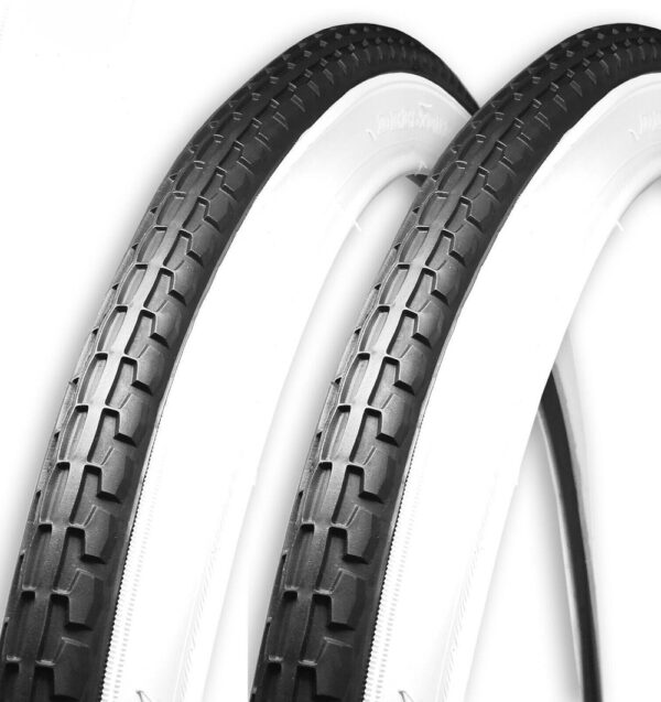 Coppia Copertone 24 X 1.75 - Bianco/ Nero Per Bici 24" Bicicletta Pneumatico