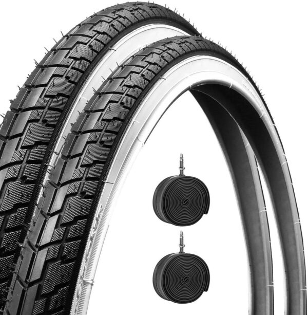 Coppia Copertone 700 X 35 C (28 5/8 3/8) + Camere D'Aria Bianco/Nero Per Bici 28"