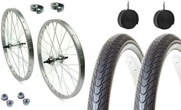 Coppia Cerchi Complete Anteriore + Posteriore 20 X 1.75 + Copertoni + Camere Bici