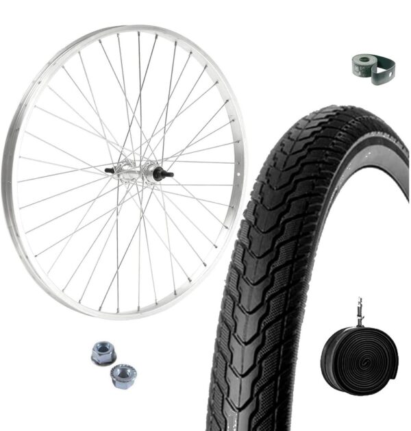 Cerchio Ruota Completo Anteriore 24 X 1.75 + Copertoni + Camera Bici City Bike