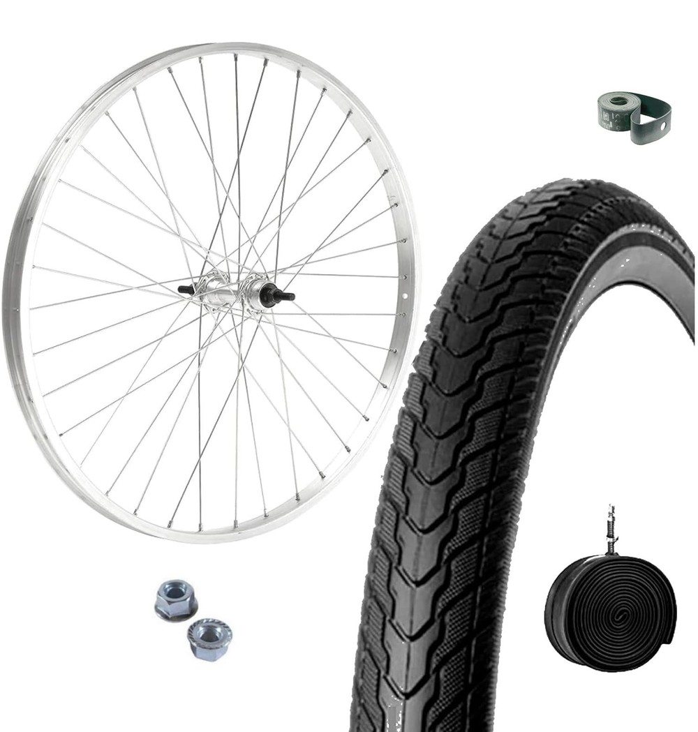 Cerchio Ruota Completo Anteriore 24 X 1.75 + Copertoni + Camera Bici City Bike