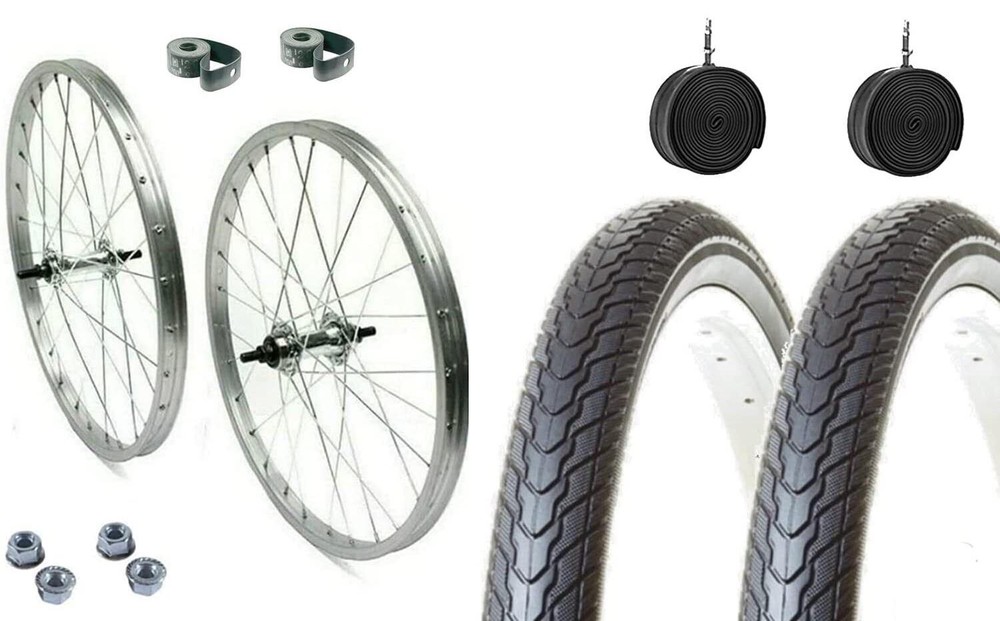 Cerchi Ruote Complete Anteriore + Posteriore 24 X 1.75 + Copertoni + Camere Bici