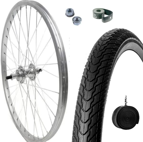 Cerchio Ruota Completa Posteriore 24" X 1.75 + Copertone + Camera Bici City Bike