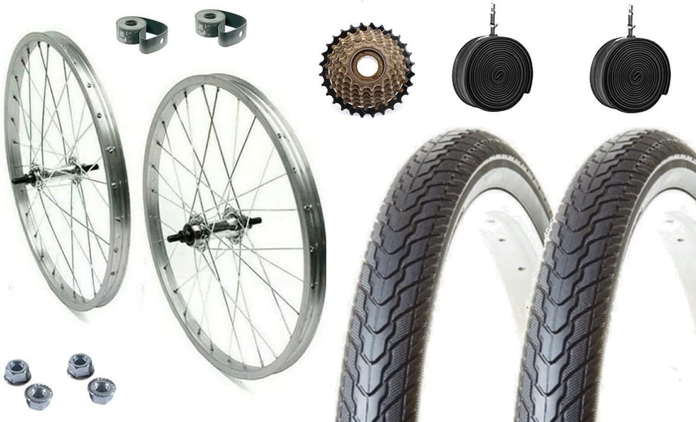 Coppia Cerchi Posteriore + Anteriore 24 X 1.75 + Copertoni + Camere + Pignone 7v