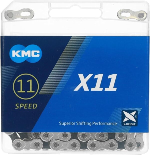 Catena Kmc X11 Bici Silver Black 118 Maglie Per Shimano Sram Campagnolo 11v