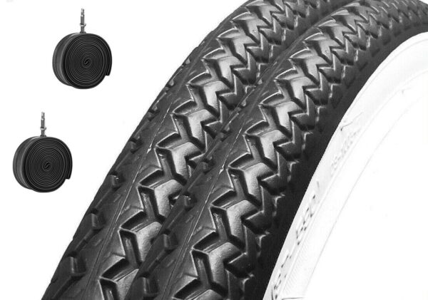 2 Copertoni + 2 Camere D'Aria 26 X 1 3/8  Per Bicicletta City Bike Bianco /Nero