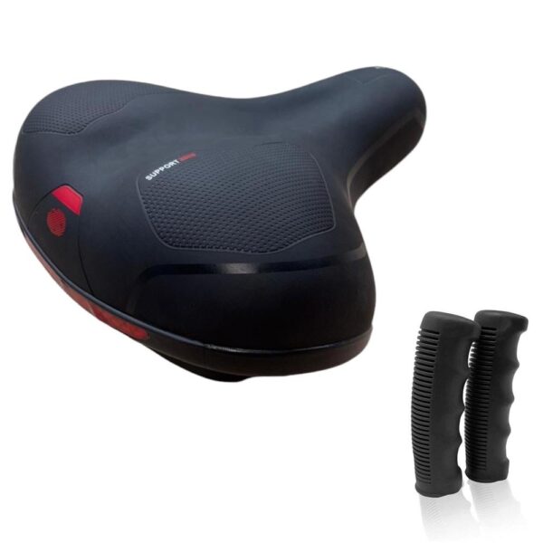 Sella Nera Per Bici City Bike Comoda Completa Di Morsetto + Coppia Manopole