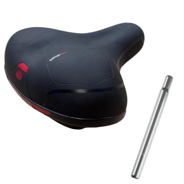 Sella Nera Black Per Bici City Bike Confort Comoda Unisex + Tubo Sella Cromato