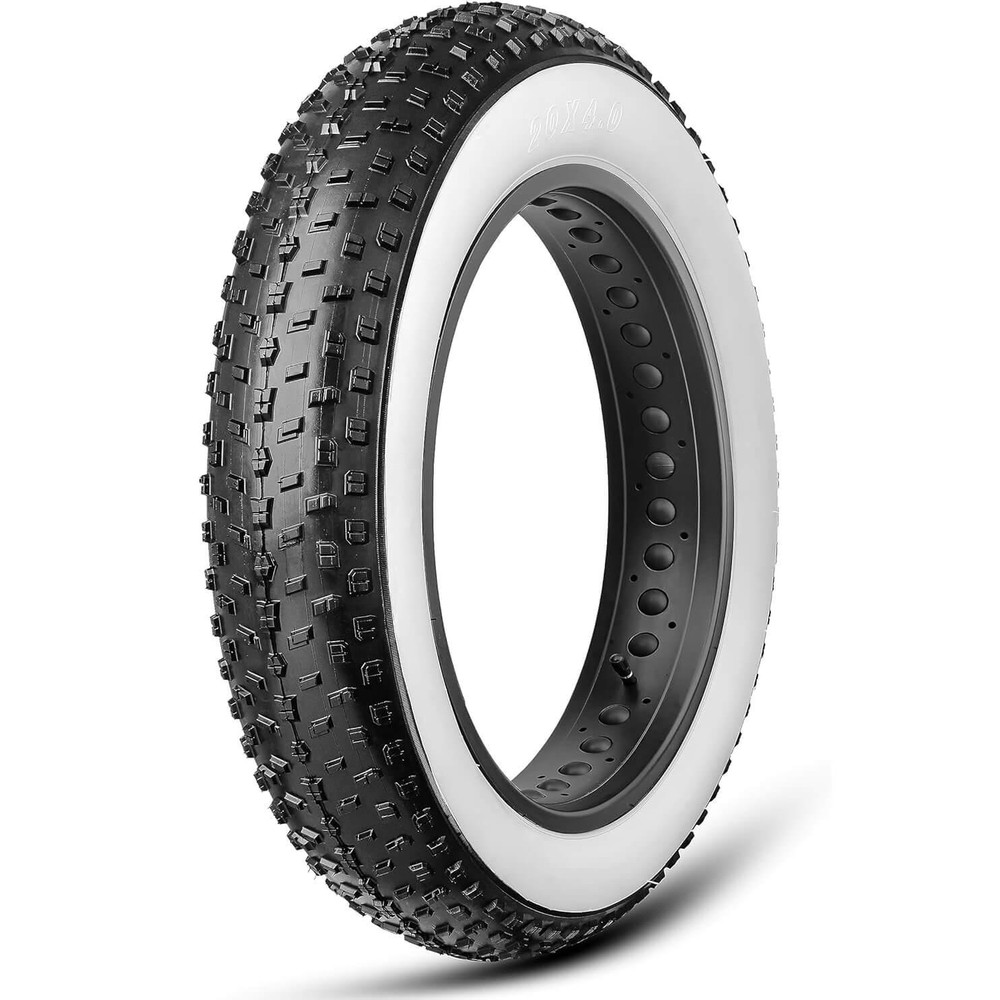 Copertone Fat Bike Tassellato 20 X 4.0 + Camera D'Aria Bianco/Nero Bici Elettrica - immagine 5