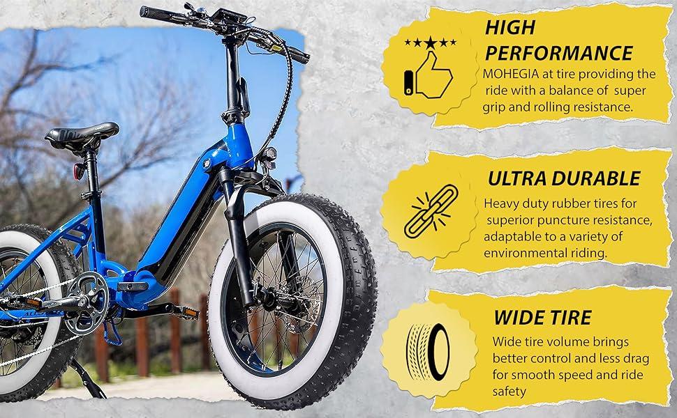 Copertone Fat Bike Tassellato 20 X 4.0 Bianco/Nero Bici Elettrica Fascia Bianca - immagine 3