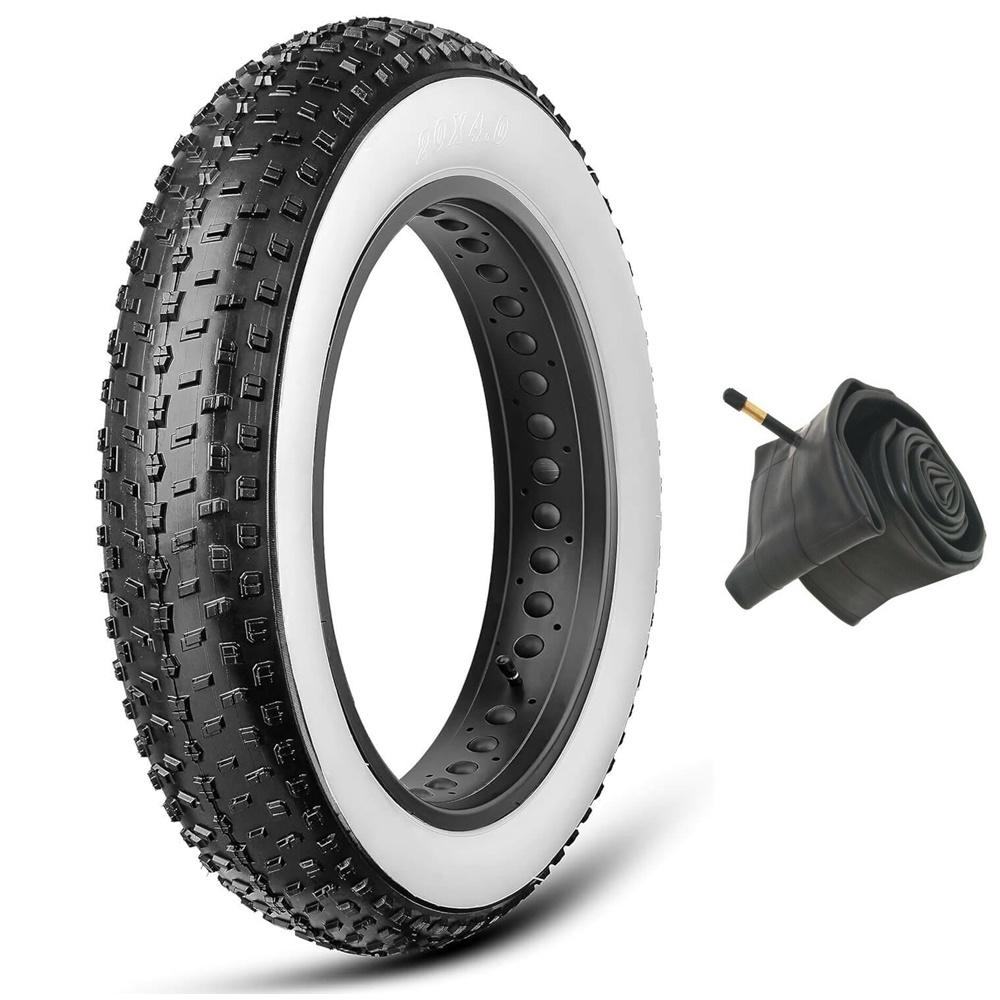Copertone Fat Bike Tassellato 20 X 4.0 + Camera D'Aria Bianco/Nero Bici Elettrica