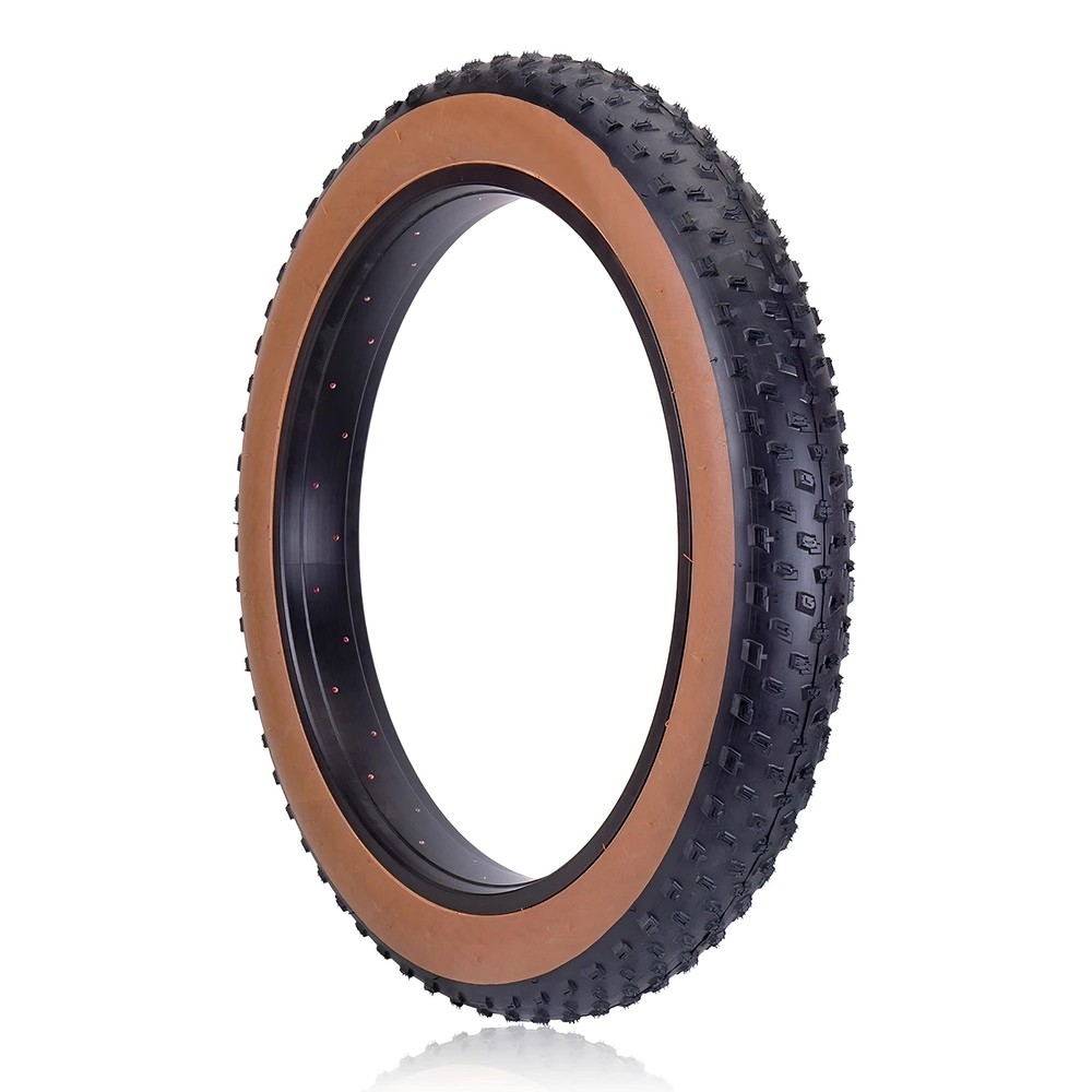 Coppia Copertone Fat Bike Tassellato 20 X 4.0 + Camera D'Aria Marrone/Nero - immagine 4