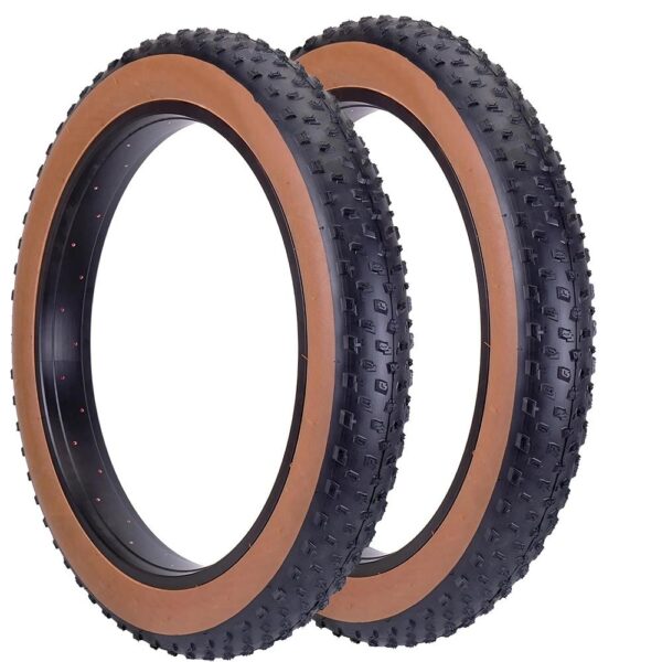 Coppia Copertone Fat Bike Tassellato 20 X 4.0 Marrone/Nero Bici Elettrica Fascia