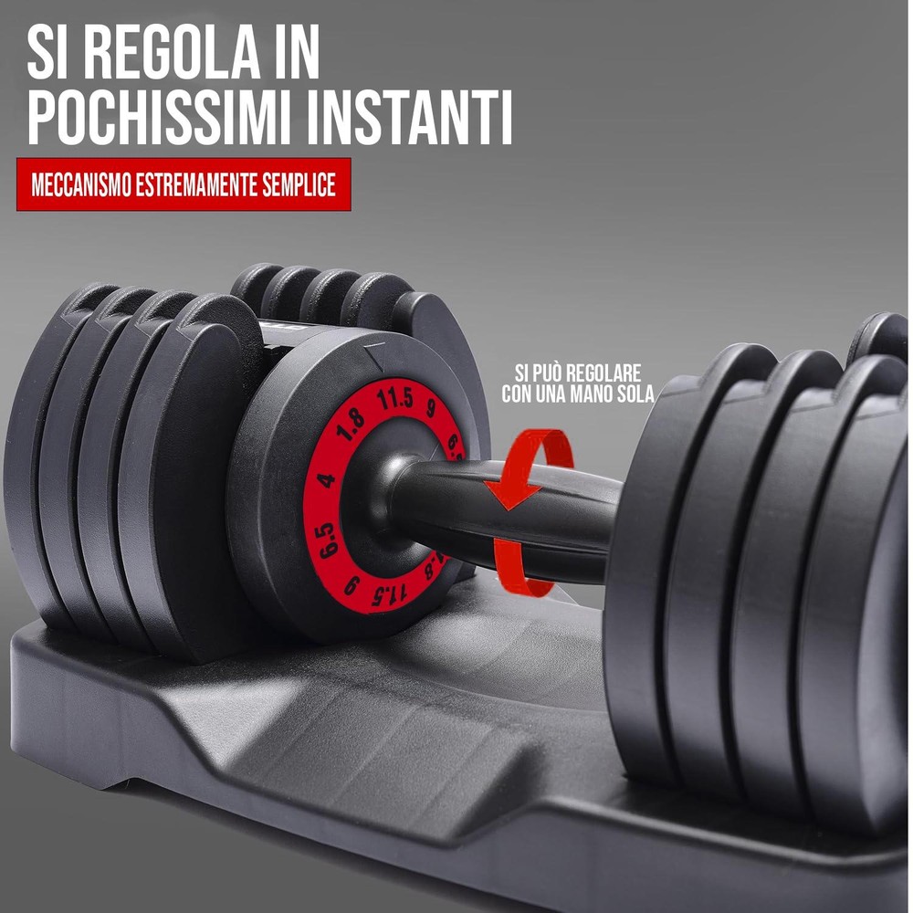 Coppia Manubri Pesi Palestra Casa Da 1.8 A 6.5 Kg - 5 Livelli Regolabili Set Con Base - immagine 7