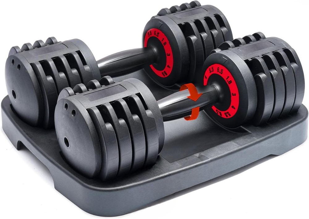 Coppia Manubri Pesi Palestra Casa Da 1.8 A 6.5 Kg - 5 Livelli Regolabili Set Con Base - immagine 2