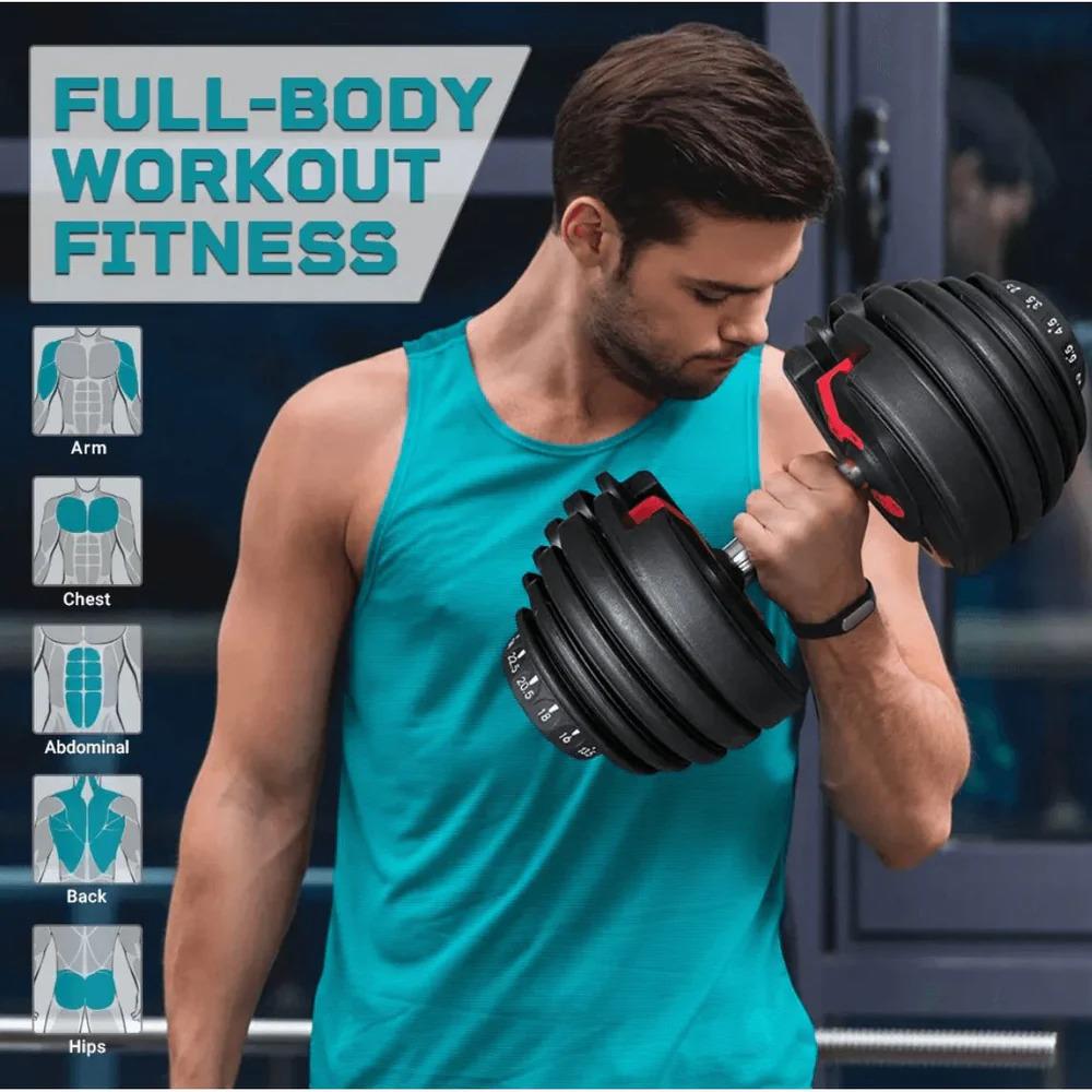 Manubrio Pesi Palestra Casa Da 2.5 A 24 Kg - 15 Livelli Regolabili Set Con Base - immagine 9