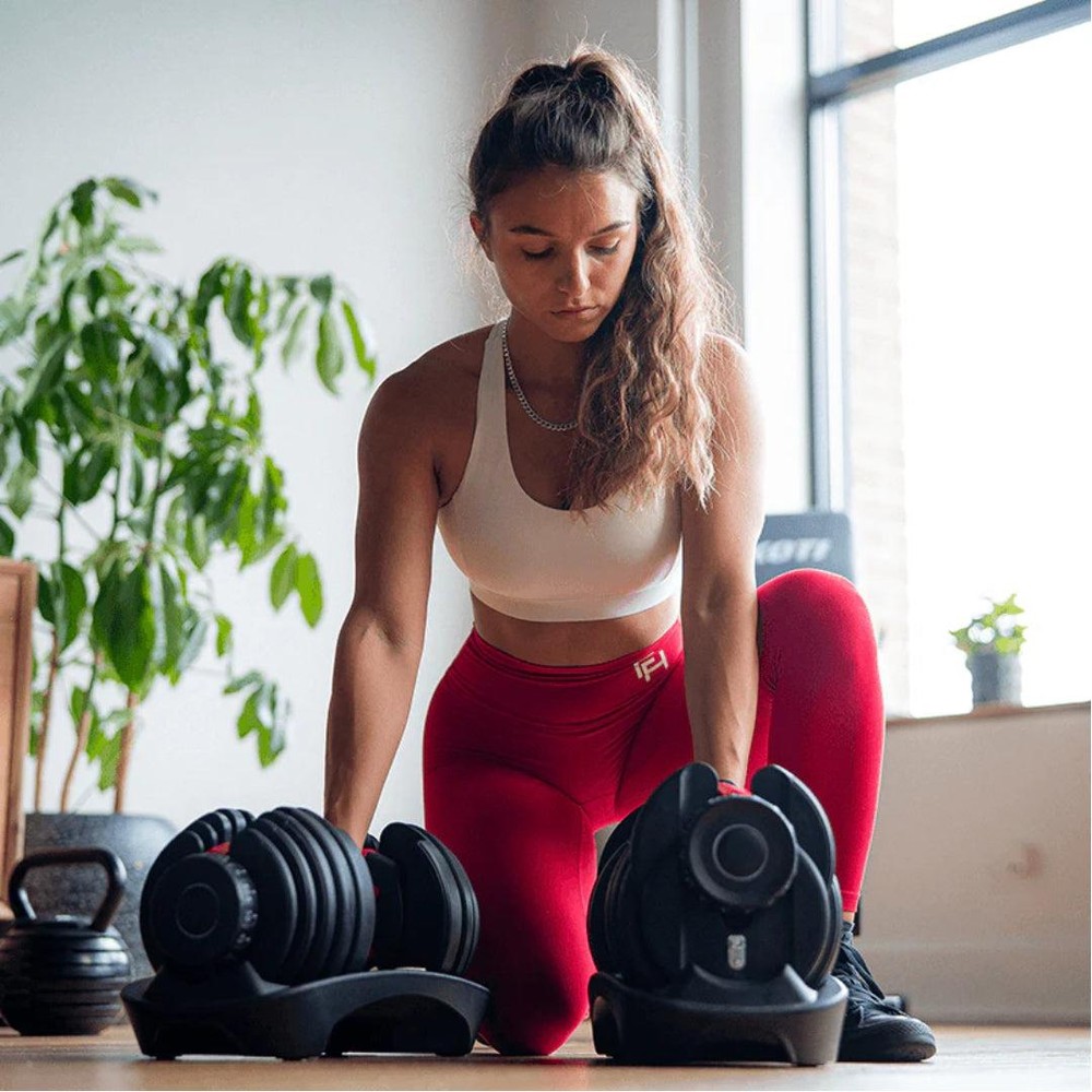 Manubrio Pesi Palestra Casa Da 2.5 A 24 Kg - 15 Livelli Regolabili Set Con Base - immagine 10