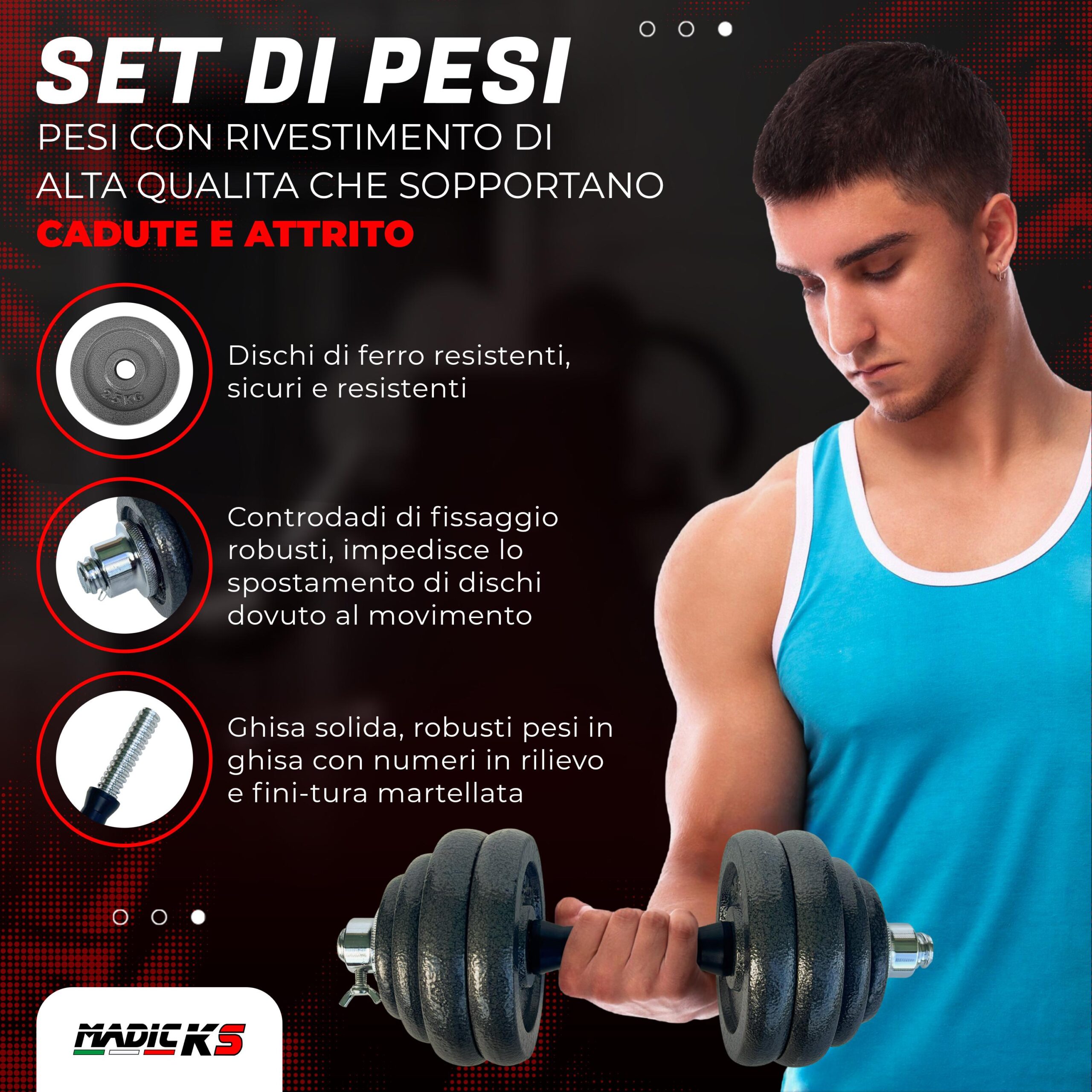 Set Manubri Pesi Palestra Kit Regolabili Con Valigia E Bilanciere 30 Kg Ghisa Gym - immagine 5