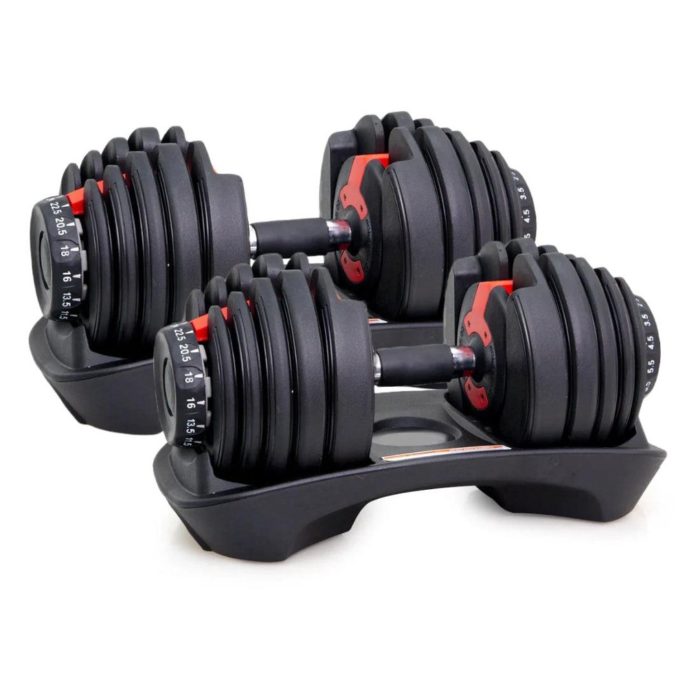 Coppia Manubri Pesi Palestra Casa Da 2.5 A 24 Kg - 15 Livelli Regolabili Set Con Base