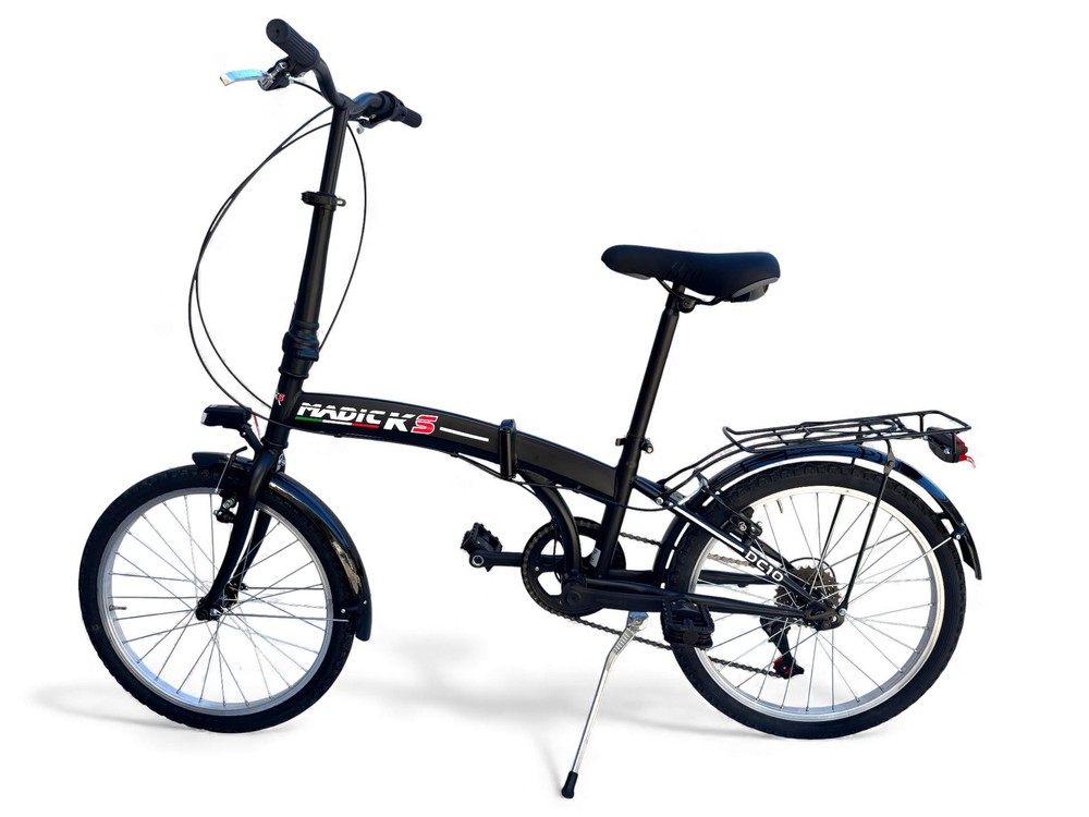 Bicicletta Pieghevole Madicks Folding 20" Nero Con Cambio 6v Unisex City Bike - immagine 2
