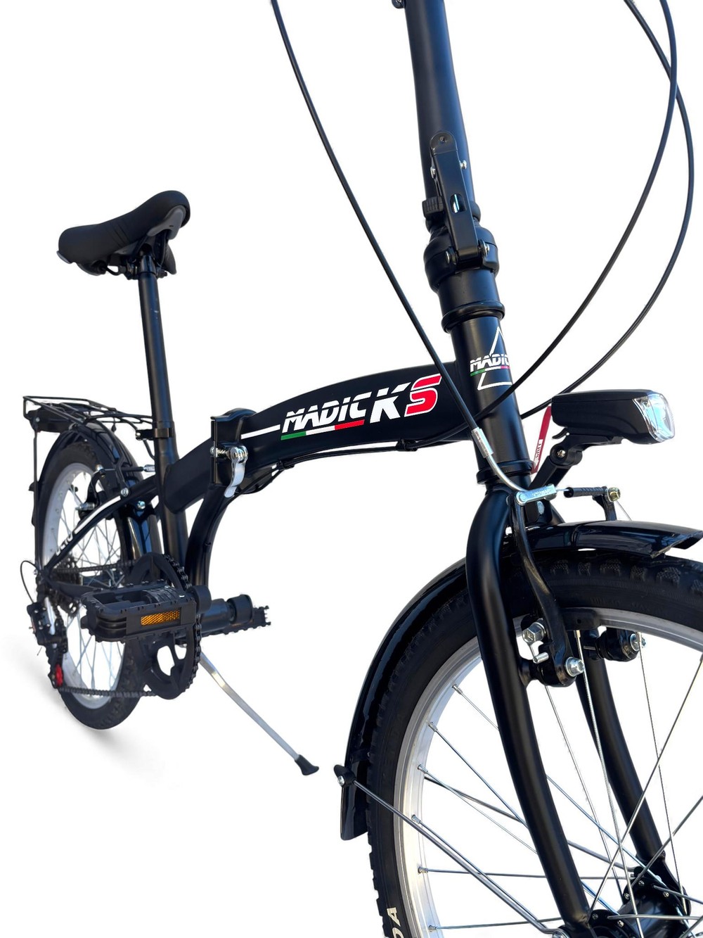 Bicicletta Pieghevole Madicks Folding 20" Nero Con Cambio 6v Unisex City Bike - immagine 10