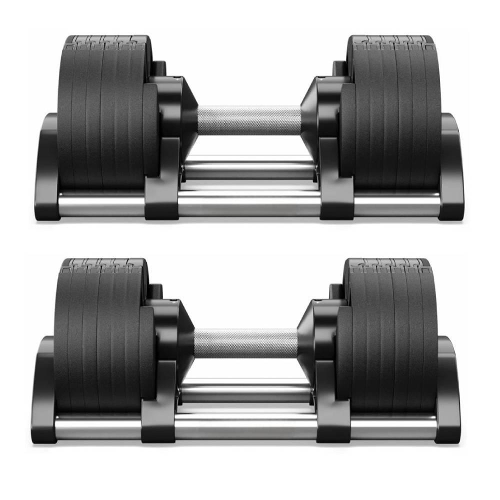 Coppia Manubri Pesi Palestra Casa Da 2 A 24 Kg - 12 Livelli Regolabili Set Con Base
