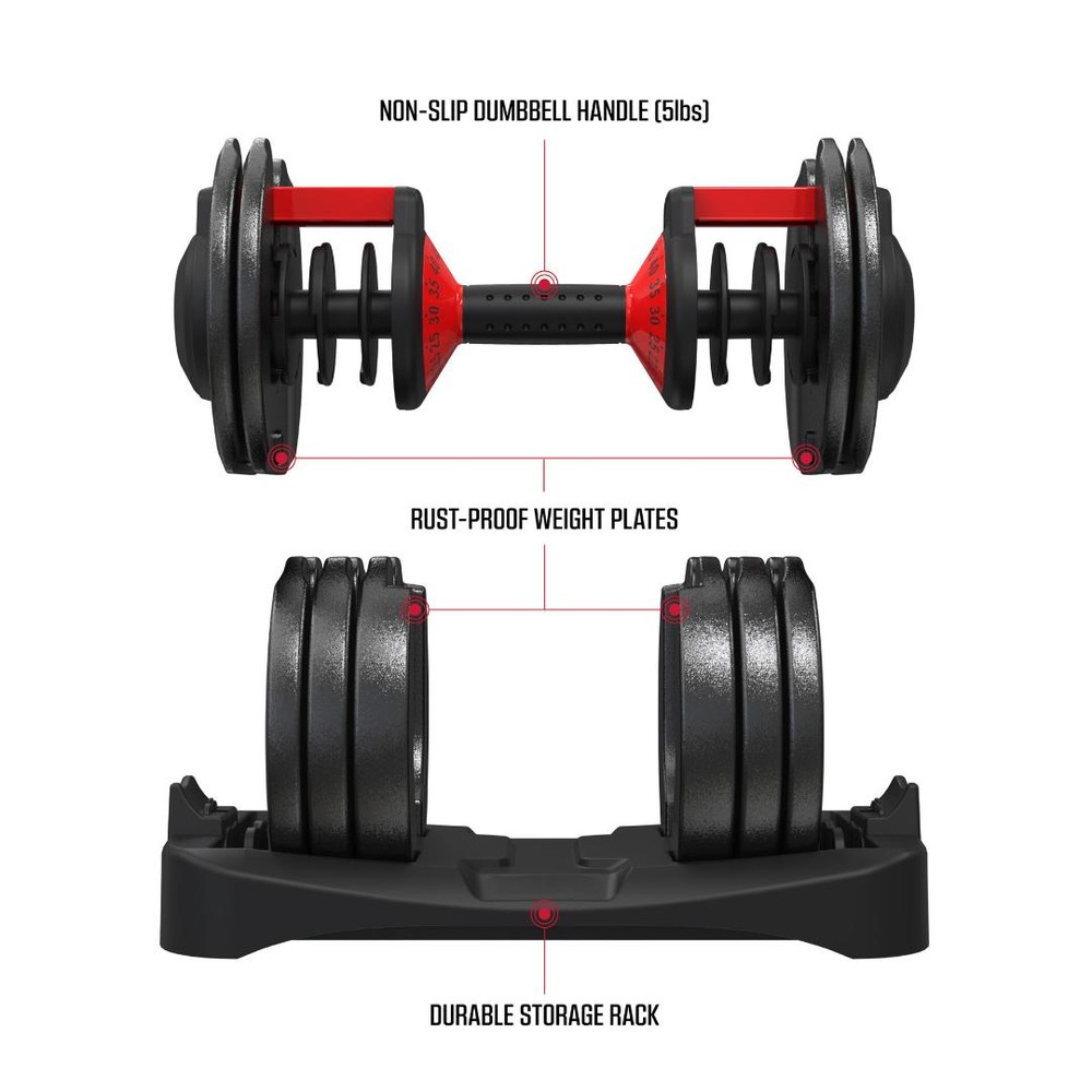 Coppia Manubri Pesi V2 Palestra Casa Da 2.5 A 24 Kg - 15 Livelli Regolabili Set Con Base - immagine 8