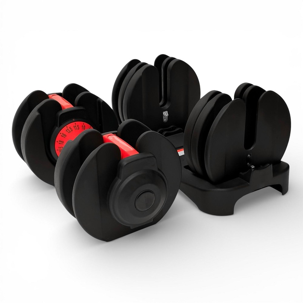 Coppia Manubri Pesi V2 Palestra Casa Da 2.5 A 24 Kg - 15 Livelli Regolabili Set Con Base - immagine 2