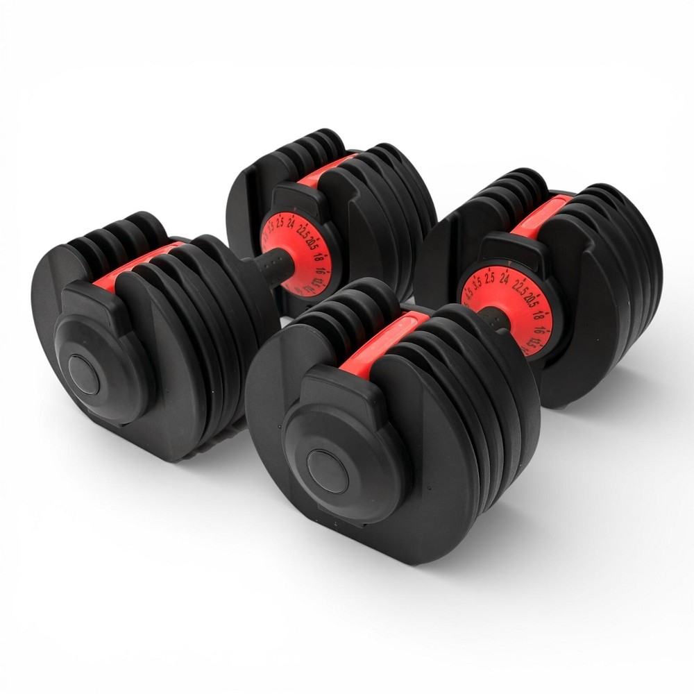 Coppia Manubri Pesi V2 Palestra Casa Da 2.5 A 24 Kg - 15 Livelli Regolabili Set Con Base - immagine 3