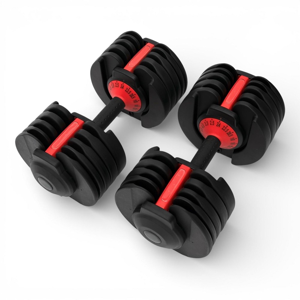 Coppia Manubri Pesi V2 Palestra Casa Da 2.5 A 24 Kg - 15 Livelli Regolabili Set Con Base - immagine 4