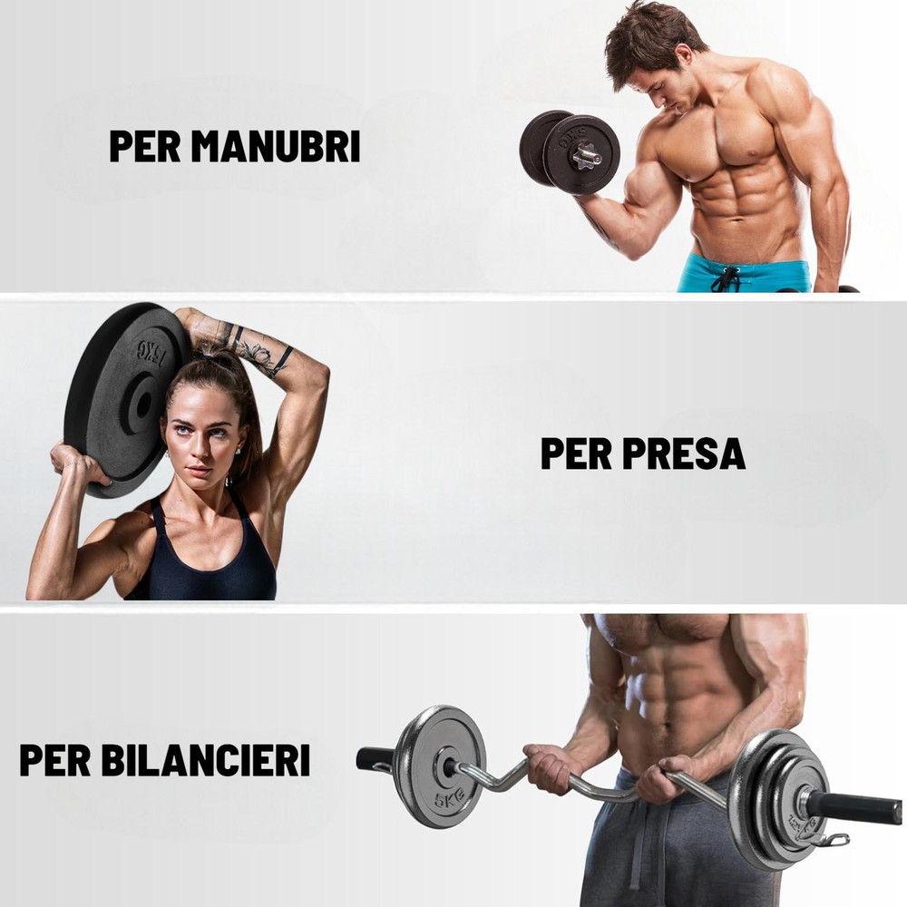Disco Ghisa Nero 5 Kg Foro ø28mm Per Bilanciere Manubri Palestra Home Fitness - immagine 4