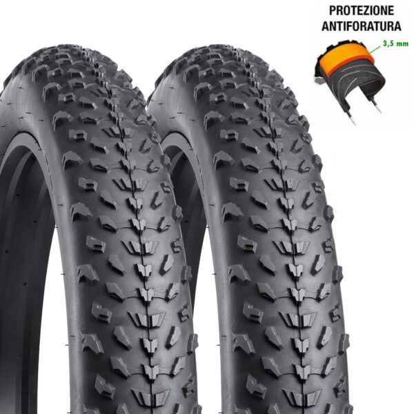 Coppia Copertone Fat Bike Tassellato 20 X 4.0 Antiforatura