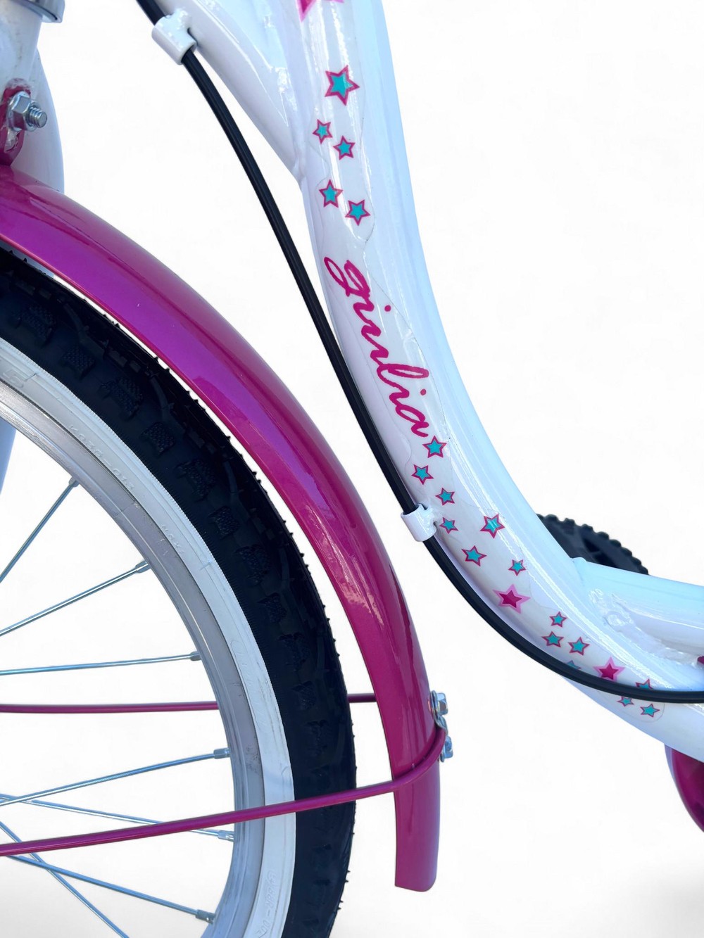 Bicicletta Bambina Da 6-8 Anni Bici 20" Con Cestino Bianca Rosa (1,20-1,35 M) - immagine 4